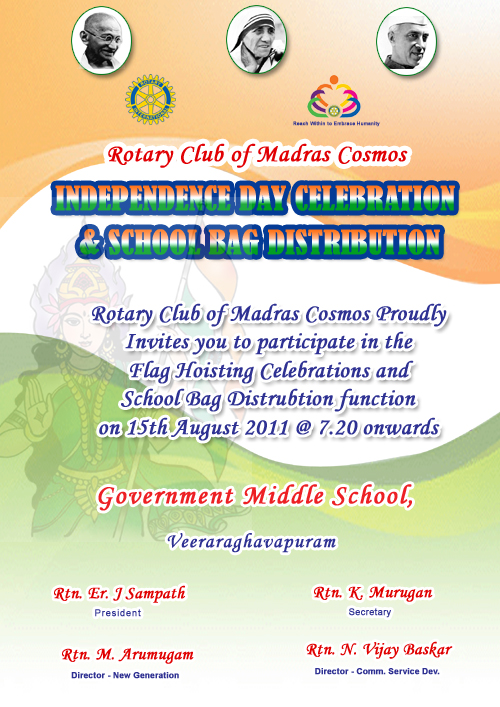 Live Chennai: Rotary club of madras cosmos Independence Day ...